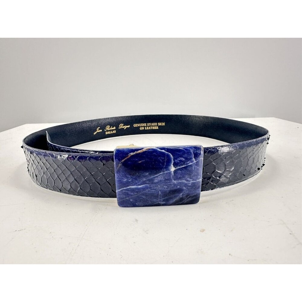 Genuine Snake Skin Leather Belt With Stone Buckle By Jean Roberts Design (B-6)